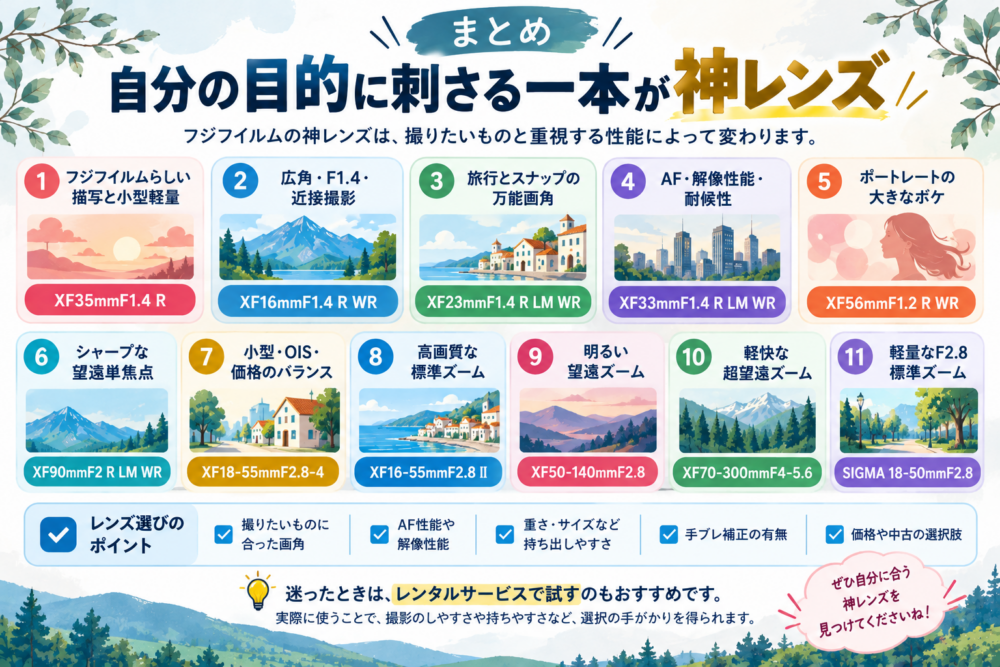 まとめ|自分の目的に刺さる一本が神レンズ