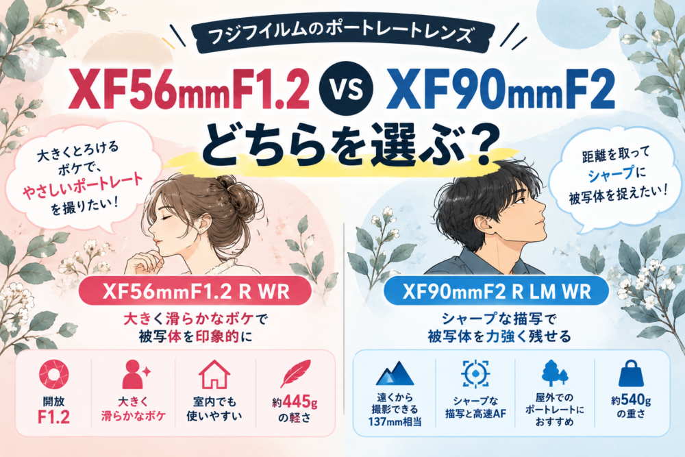 XF56mmF1.2とXF90mmF2の比較